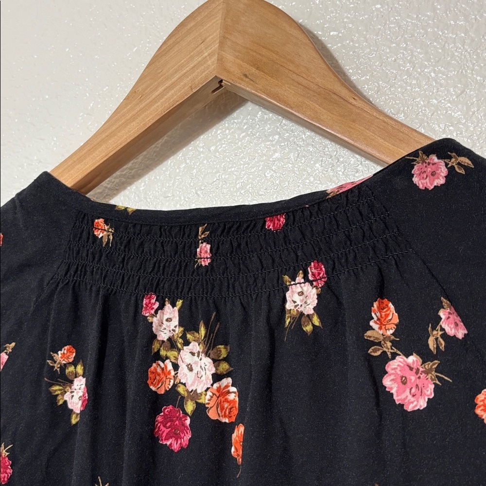 J Jill Black w Floral Button Down Dress Pockets Size XS | cottage core | dainty - Picture 5 of 9